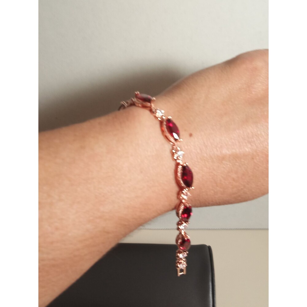 Simulated red and white diamond bracelet